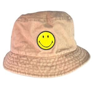 Smiley Originals Bucket Hat Khaki Cotton Casual Summer Beach Happy Face One Size